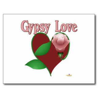 Red Heart Pink Rose Gypsy Love Post Card