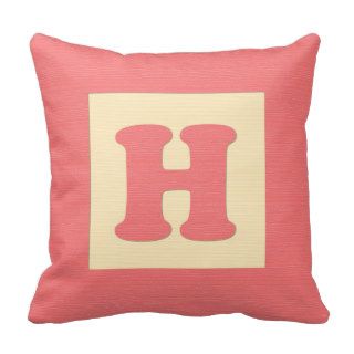 Baby building block throw pIllow letter H (red)