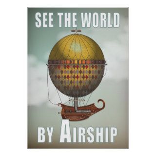 See the World by Airship Nautisme Steampunk Travel Print