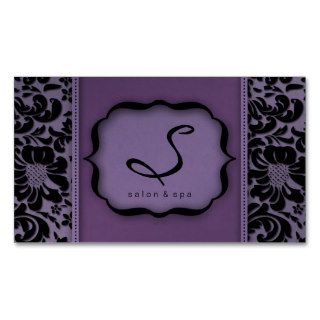 Salon Spa Business Card Purple Damask Floral