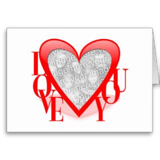 Love You Heart Template Photo Note Card