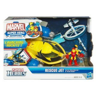 Marvel Super Hero Adventures Playskool Heroes Rescue Jet with Wolverine & Iron Man Toys & Games