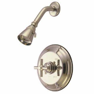 Kingston Brass KB2638EXSO Elinvar Shower Trim with Single Function Shower Head and Metal Cross Handle, Satin Nickel   Shower Systems  