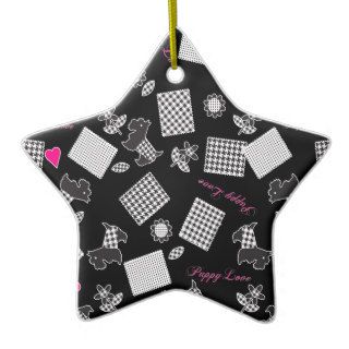 Puppy Love Scotty Terrier Black Christmas Tree Ornaments