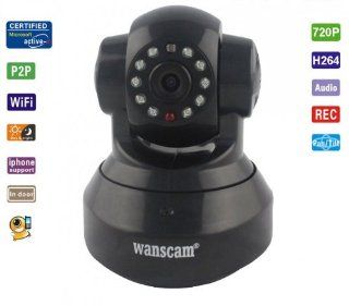 Black Indoor Pan/Tilt H.264 720p(1280X720) Wireless IP Camera, Support up to 32G Micro SD(TF) card, IEEE 802.11b/g/n Wireless Connectivity  Dome Cameras  Camera & Photo