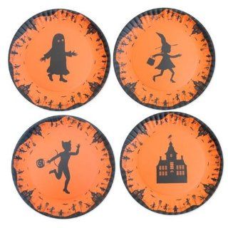 Glitterville Halloween Silhouette 9" Melamine Plates   Assorted Set of 4 Kitchen & Dining