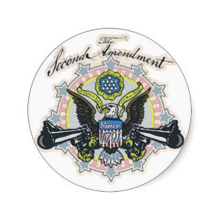 Pro 2nd Amendment Gun Toting Eagle Gear Round Stickers