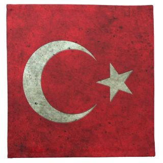 Turkish Flag Aged Steel Effect Printed Napkins