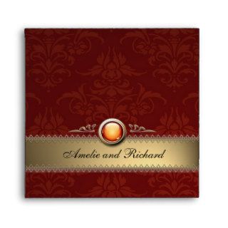Bordeaux Damask Wedding Invitation Envelope