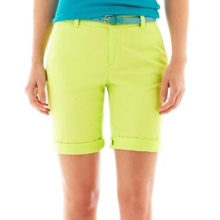 Twill Bermuda Shorts, Green, Womens