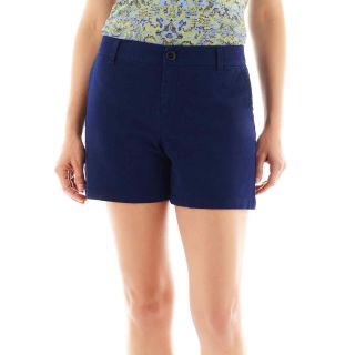 LIZ CLAIBORNE Twill Shorts   Petite, American Navy, Womens