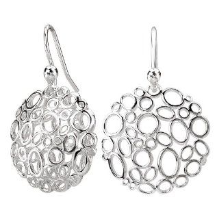 925 Sterling Silver High Polish Finish Round Cut Out Circle Earrings Drop Earrings Jewelry