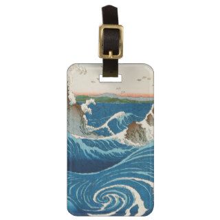 Cool oriental japanese ocean whirlpool waves water luggage tag