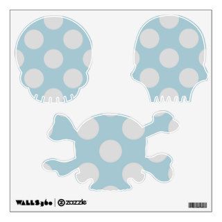 Artistic Abstract Retro Polka Dots Gray Blue Room Decals