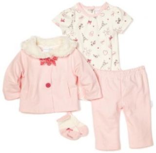 Vitamins Baby Girls Newborn Paris Theme 3 Piece Creeper Pant Set with Socks, Pink, 6 Months Clothing