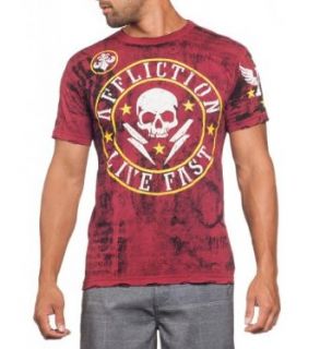 Affliction Men Live Fast Reversible Shirt Shockwave Skull Short Slvs in Red Wash at  Mens Clothing store