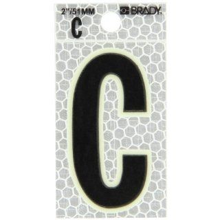Brady 3000 C 2 3/8" Height, 1 1/2" Width, B 309 High Intensity Prismatic Reflective Sheeting, Black And Silver Color Glow In The Dark/Ultra Reflective Letter, Legend "C" (Pack Of 10) Industrial Warning Signs Industrial & Scientifi