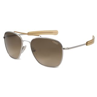 Fendi Men's/Unisex FS5217L Silver/Brown Gradient Aviator Sunglasses Fendi Designer Sunglasses