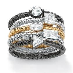 Isabella Collection Tri Tone Cubic Zirconia Braided Stackable Rings (Set of 5) Palm Beach Jewelry Cubic Zirconia Rings