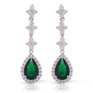 Jankuo Jewelry Emerald C.Z. Bridal, Prom Chandelier Drop Earrings. Dangle Earrings Jewelry