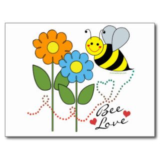 Bumble Bee With Flowers Bee Love Postcards