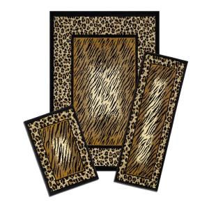 Capri Leopard Skin 3 Piece Set Contains 5 ft. x 7 ft. Area Rug, Matching 22 in. x 59 in. Runner and 22 in. x 31 in. Mat X831/373 J