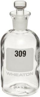 Wheaton 227497 13 BOD Bottle, 300mL, Robotic Stopper, Numbered 289 312, 69mm Diameter x 165mm Height (Case Of 24) Science Lab Serum Bottles