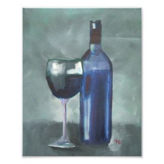 Wine Bottle and Glass Original Oil Painting Photograph
