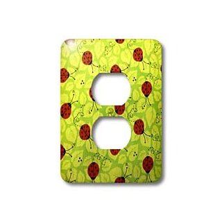 3dRose LLC lsp_35122_6 Little Red Ladybugs On Green 2 Plug Outlet Cover   Outlet Plates  