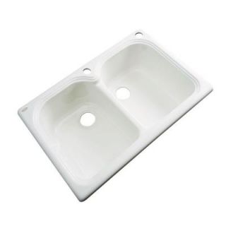 Thermocast Hartford Drop in Acrylic 33x22x9 in. 2 Hole Double Bowl Kitchen Sink in Biscuit 44203