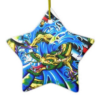 Neo Jap Dragon Tattoo Christmas Tree Ornaments