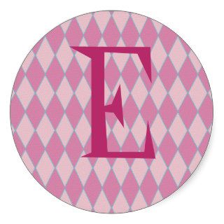 KRW Retro Pink Diamond Letter E Sticker 3 inch
