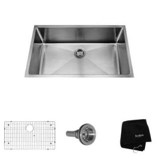 KRAUS All in One Undermount 32x19x10 0 Hole Single Bowl Kitchen Sink KHU100 32