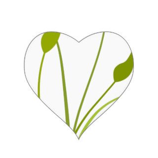 Green Leaves Clipart Heart Sticker