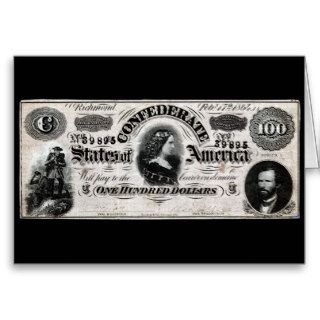 1864 Confederate One Hundred Dollar Note Card