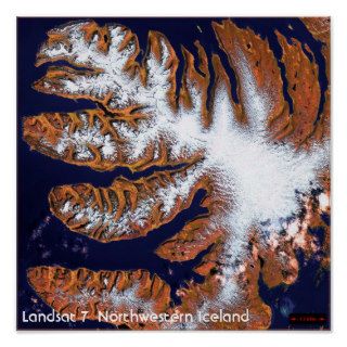 Landsat 7, Northwestern Iceland Poster