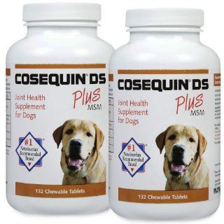 2 PACK Cosequin DS PLUS MSM Chewable Tablets (264 Count)  Pet Glucosamine Supplements 