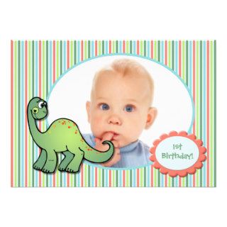 Boy's Dinosaur First Birthday Party Invitation