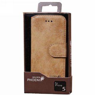 X1pc Light Blown 100% Original Genuine Matte Retro Style Cowhide Leather Card Wallet Flip Case for Iphone 5 5g Cell Phones & Accessories