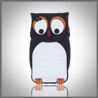 Black FJX 3D Cute Cartoon Owl Silicone Case for Apple Iphone 4/4G/4S Cell Phones & Accessories