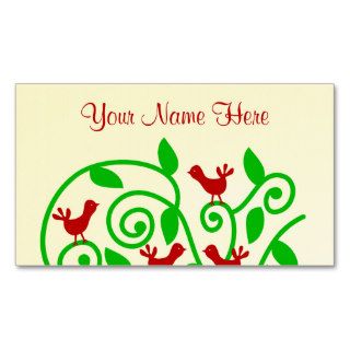 Pretty Cute and Chic Swirly Tree Bush Birds Design Business Card