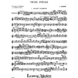 Three Pieces for Saxophone Quartet Parts by Isaac Albeniz Isaac Albeniz Books