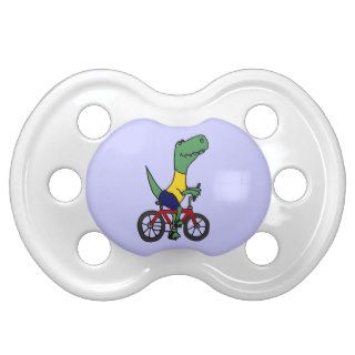 XX  Funny T rex Dinosaur Riding Bicycle Pacifiers