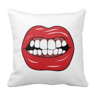 Smiling Mouth Lips Teeth Tongue Pillow