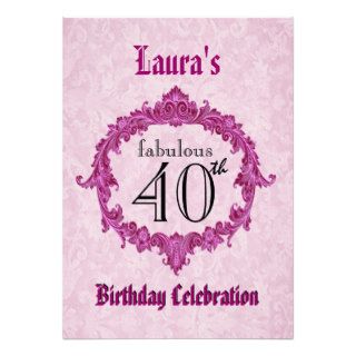 40th Birthday Party Vintage Pink Frame S313 Announcements