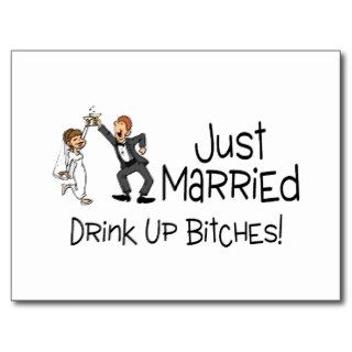 Funny Just Married Wedding Toast Post Card