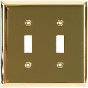 GE 2 Toggle Switch Wall Plate   Faux Brass 52105