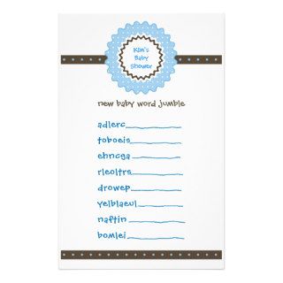 Baby Shower Game   Word Jumble Stationery Design