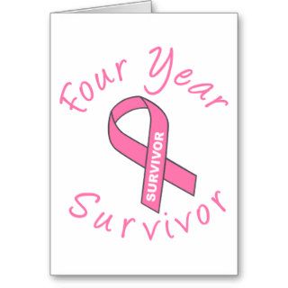 Four Year Survivor (Circle Pink Ribbon) Cards