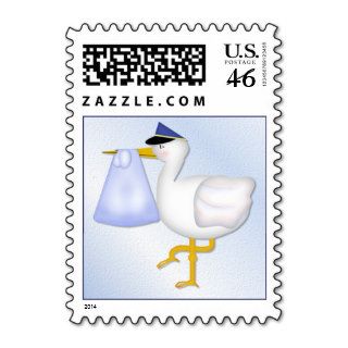Special Delivery Stork and Baby   blue Postage Stamp